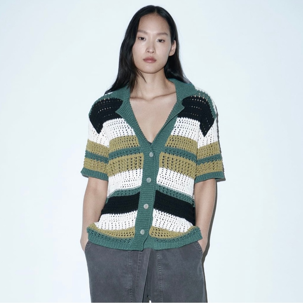 Zara Oversized Knit Polo Sweater